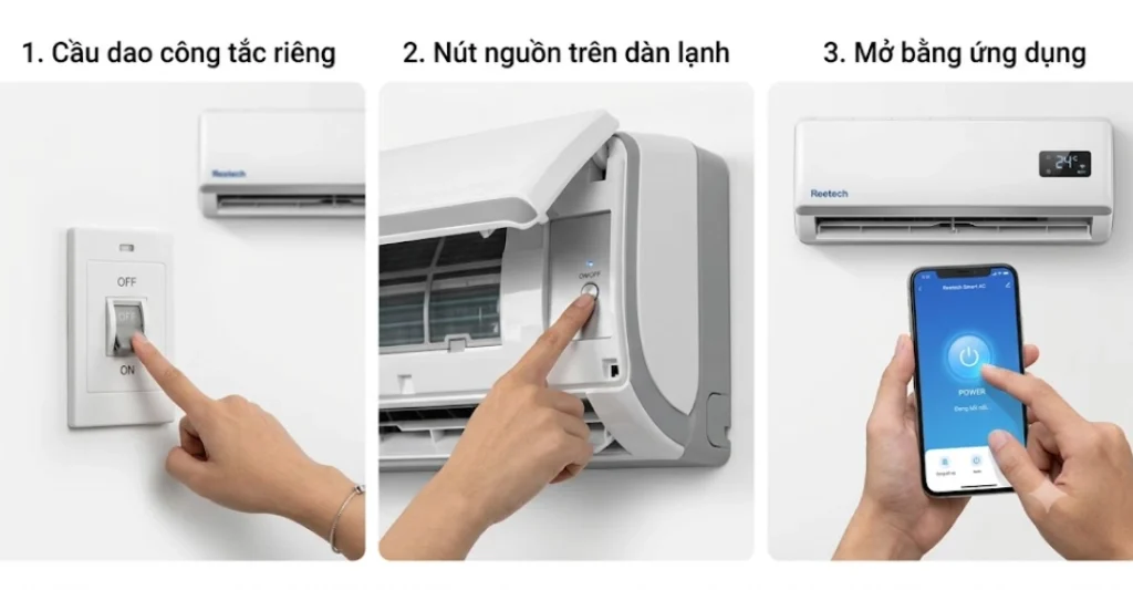 Các cách mở máy lạnh Reetech không cần remote