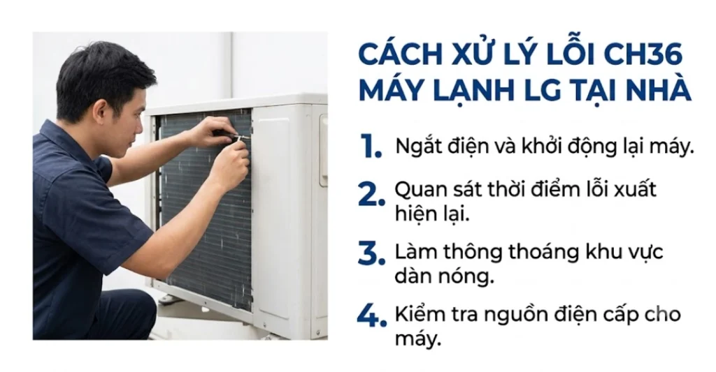 Cách xử lý lỗi CH36 máy lạnh LG tại nhà