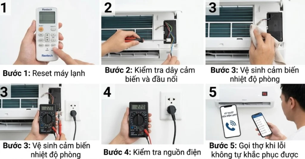 Hướng dẫn khắc phục lỗi E6 máy lạnh Reetech tại nhà