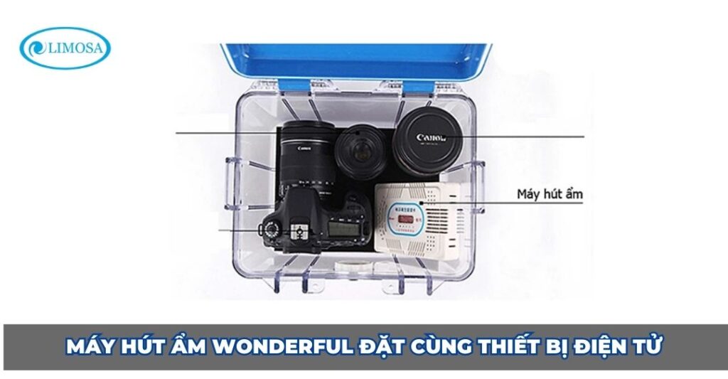 Máy hút ẩm Wonderful đặt cùng thiết bị điện tử