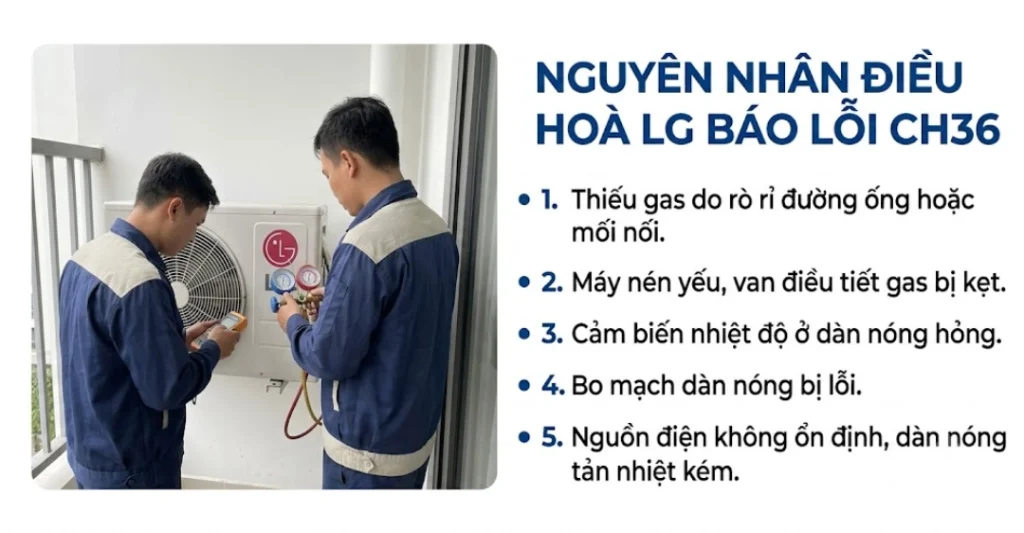 Nguyên nhân điều hoà LG báo lỗi CH36