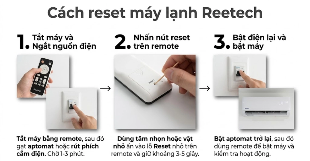 Cách reset máy lạnh Reetech tại nhà trong 3 bước