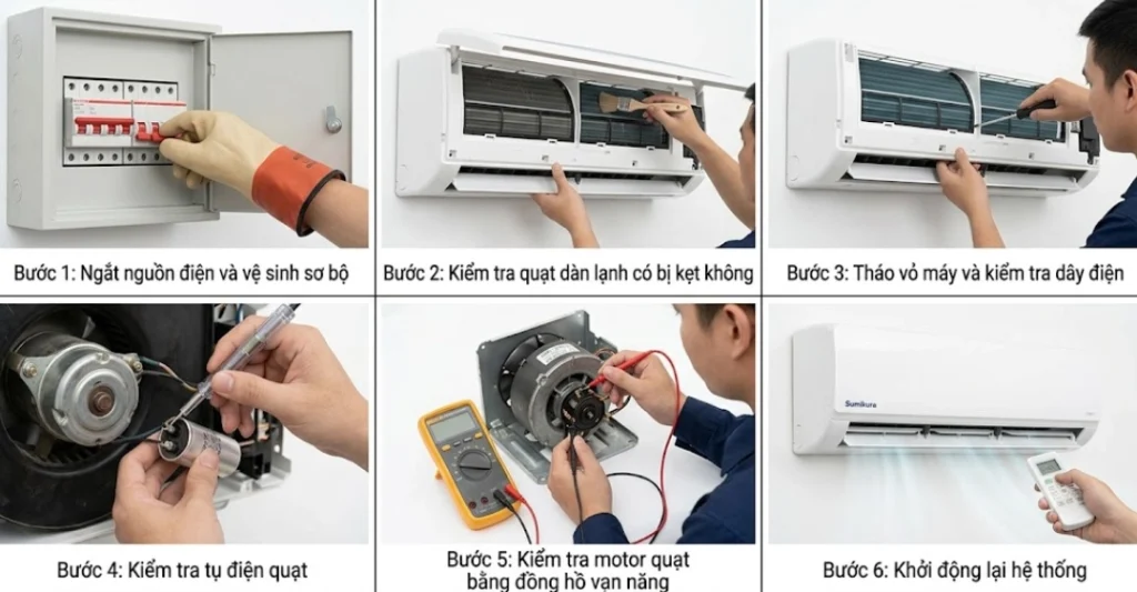 Hướng dẫn 6 bước tự khắc phục máy lạnh Sumikura báo lỗi F6