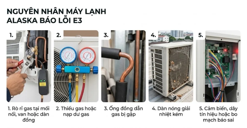 Nguyên nhân máy lạnh Alaska báo lỗi E3