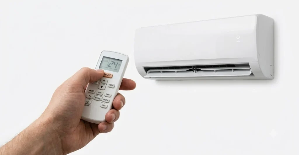 Vào chế độ cài đặt mã tần số trên remote đa năng