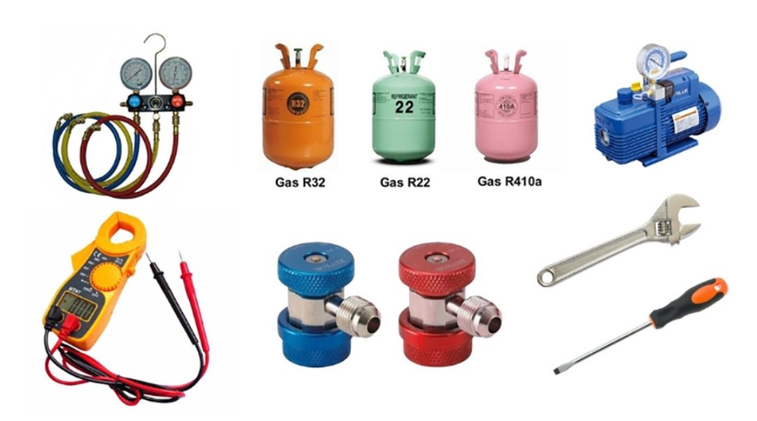 Chuẩn bị dụng cụ bơm ga máy lạnh cần thiết
