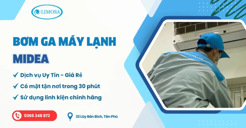 Bơm Ga Máy Lạnh Midea Tại TPHCM - Dịch Vụ Giá Rẻ bơm ga máy lạnh midea