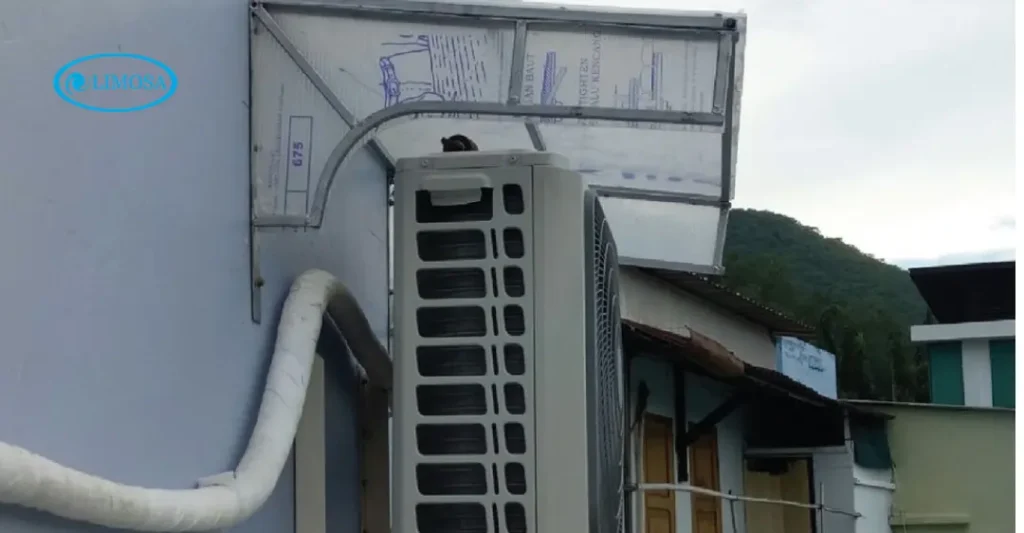 cách che cục nóng máy lạnh bằng mái che