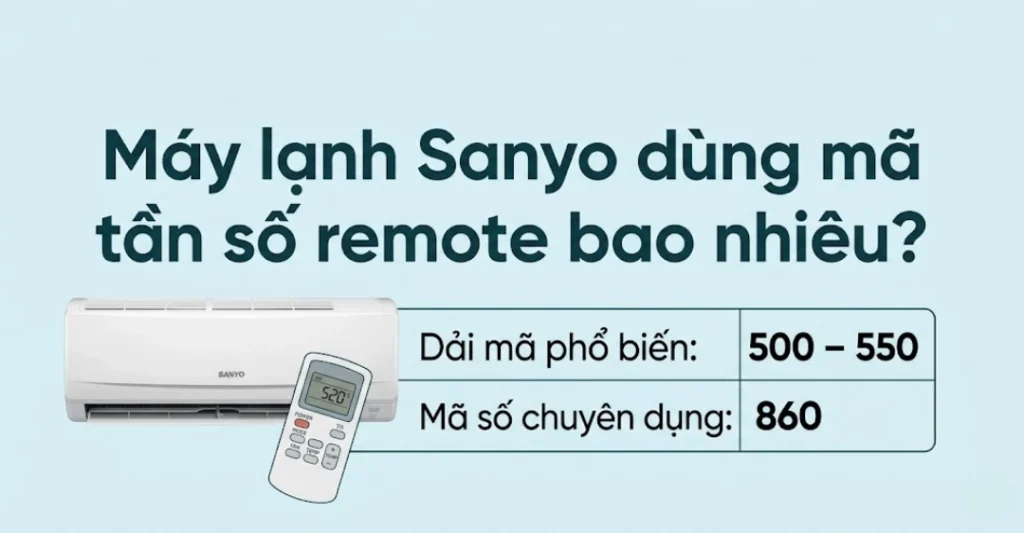 Máy lạnh Sanyo dùng mã tần số remote bao nhiêu?