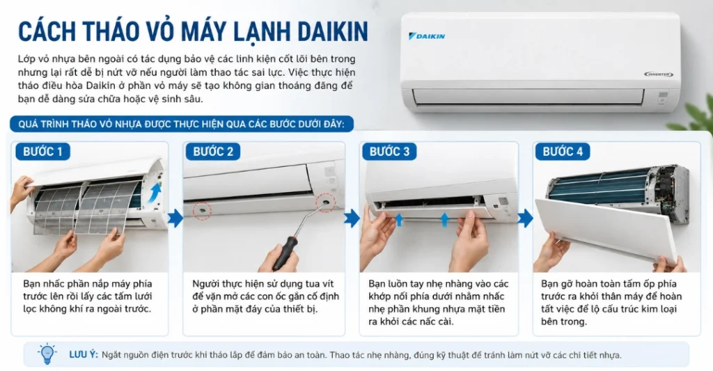 Cách tháo vỏ máy lạnh Daikin