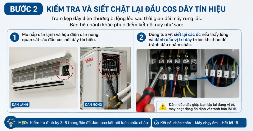 cách sửa lỗi 1B máy lạnh Toshiba