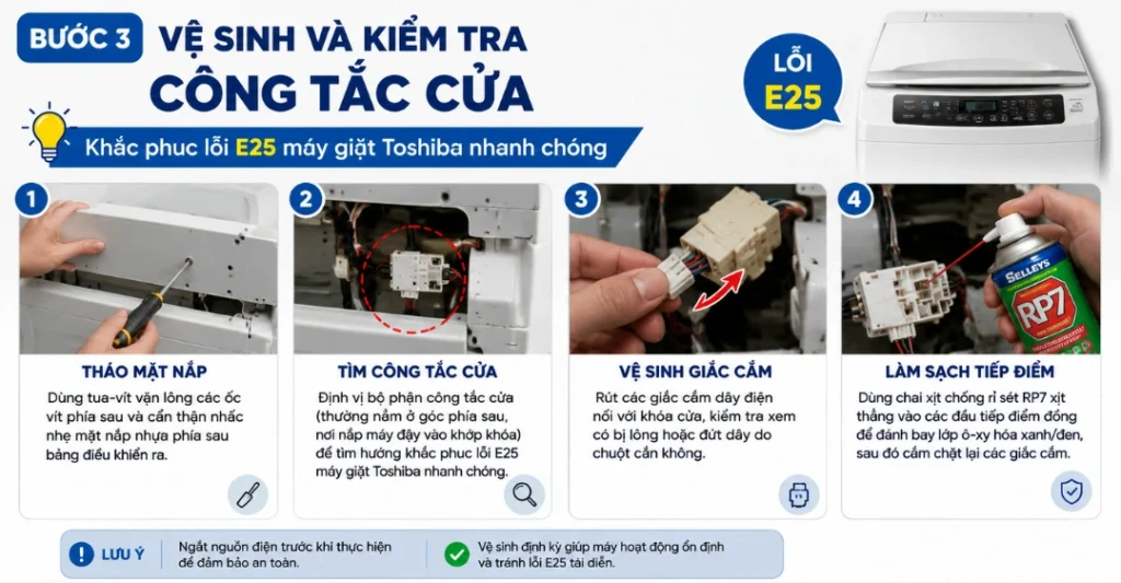 cách sửa lỗi E25 máy giặt Toshiba