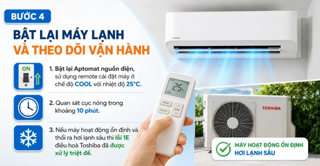 hướng dẫn sửa lỗi 1E máy lạnh Toshiba