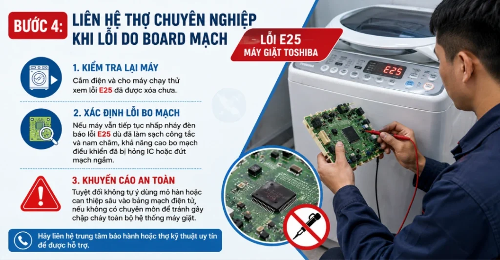 hướng dẫn sửa lỗi E25 máy giặt Toshiba