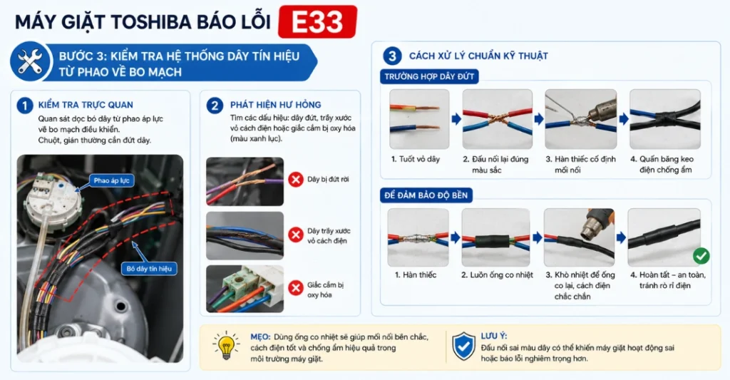 Hướng dẫn sửa máy giặt Toshiba báo lỗi E33