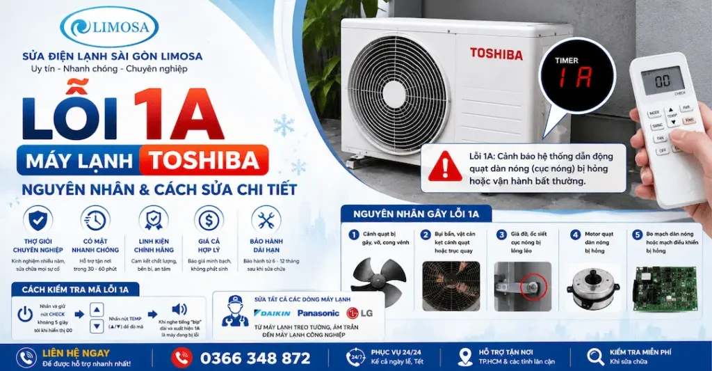 lỗi 1A máy lạnh Toshiba