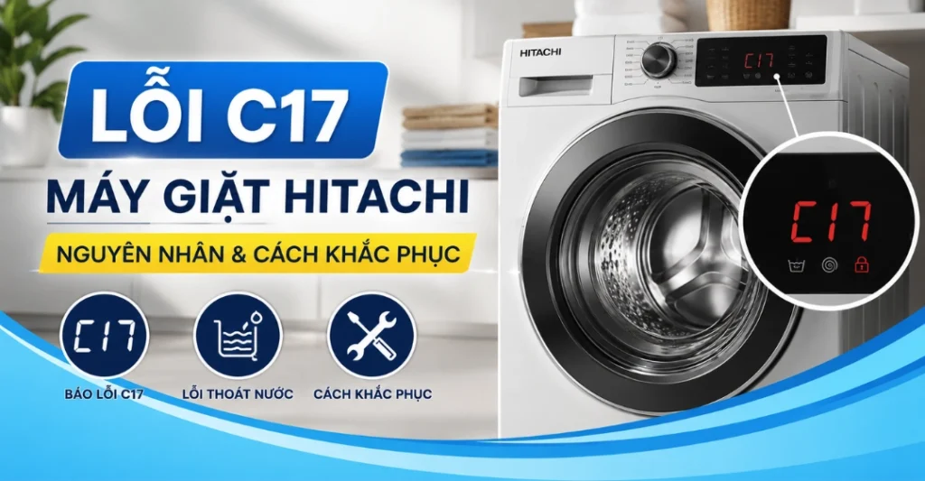 lỗi C17 máy giặt Hitachi