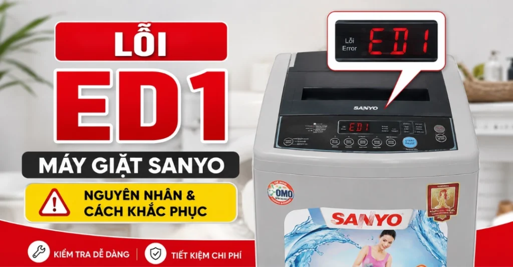 lỗi ED1 máy giặt Sanyo