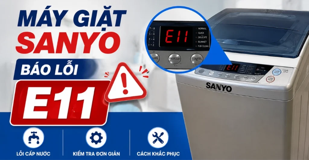 máy giặt Sanyo báo lỗi E11