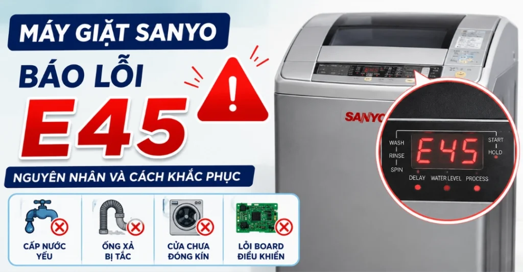 máy giặt Sanyo báo lỗi E45