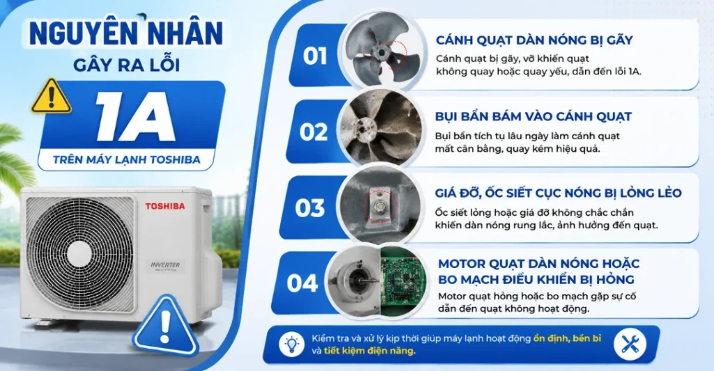 Nguyên nhân gây ra lỗi 1A trên máy lạnh Toshiba