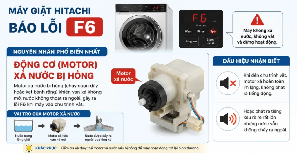 Động cơ (motor) xả nước bị hỏng