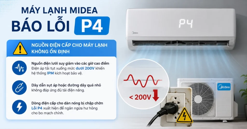 Nguồn điện cấp cho máy lạnh không ổn định