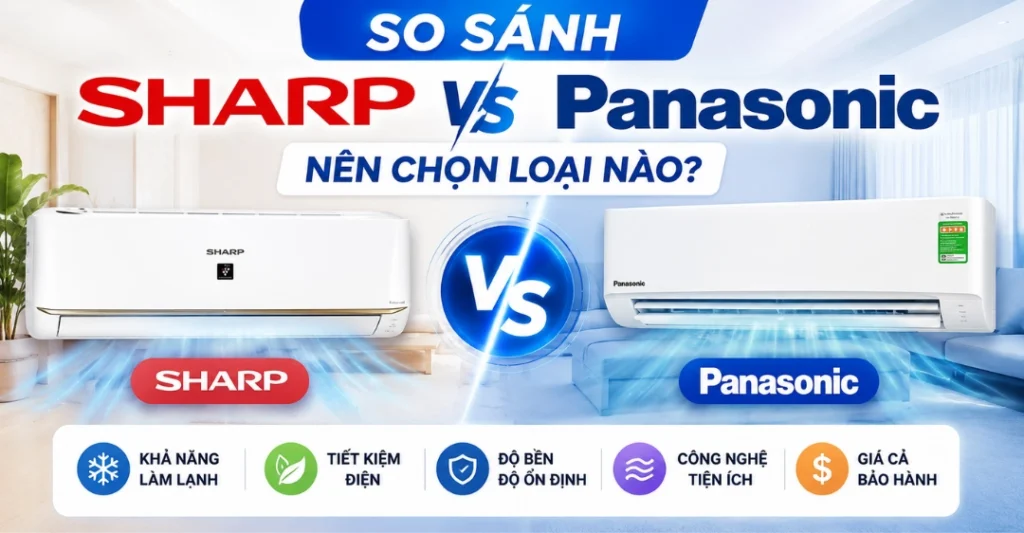 so sánh máy lạnh Sharp và Panasonic