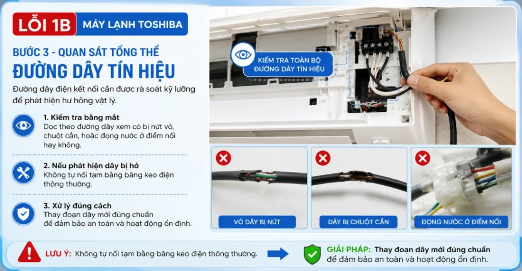 sửa chữa lỗi 1B máy lạnh Toshiba