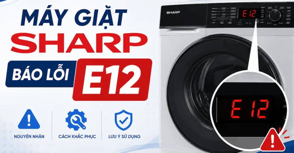 Máy giặt Sharp báo lỗi E12 Nguyên nhân và cách xử lý triệt để tại nhà