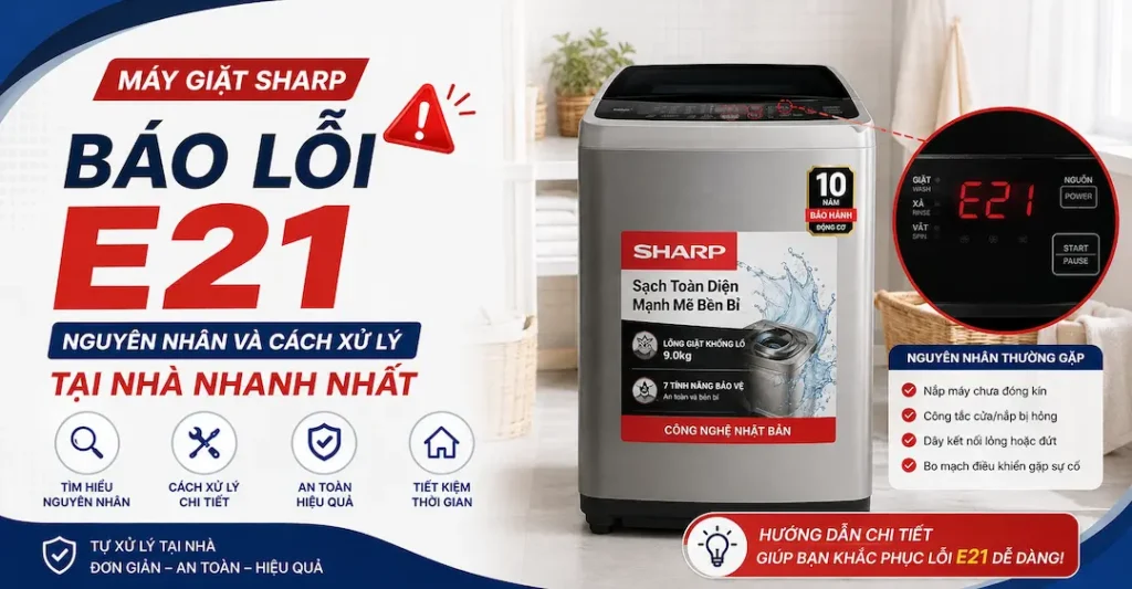 Máy giặt Sharp báo lỗi E21