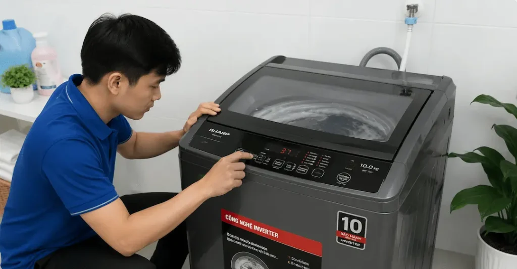 Quy trình 4 bước tự khắc phục lỗi E20 máy giặt Sharp tại nhà