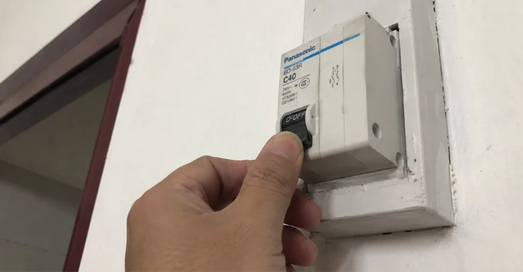 Ngắt aptomat nguồn điện máy lạnh Toshiba