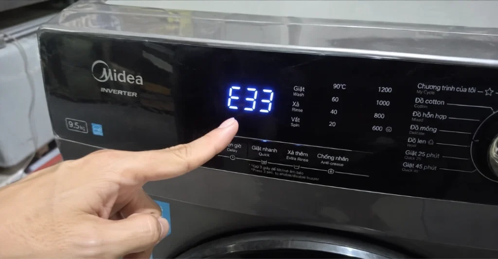 Mã lỗi E33 trên máy giặt Midea là gì