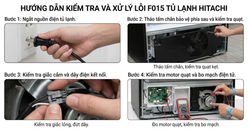 Hướng dẫn các bước kiểm tra và xử lý lỗi F015 tủ lạnh Hitachi tại nhà