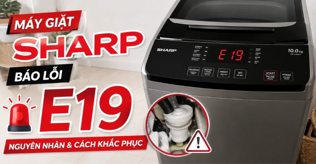máy giặt Sharp báo lỗi E19