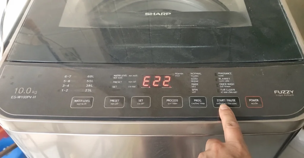 Lỗi E22 máy giặt Sharp