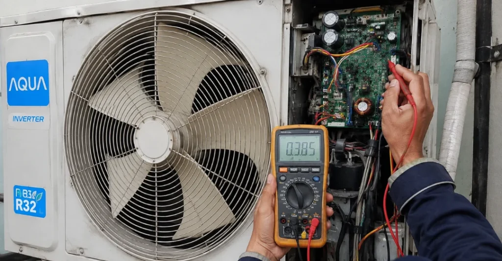 Kiểm tra quạt, cảm biến nhiệt độ và bo mạch dàn nóng máy lạnh