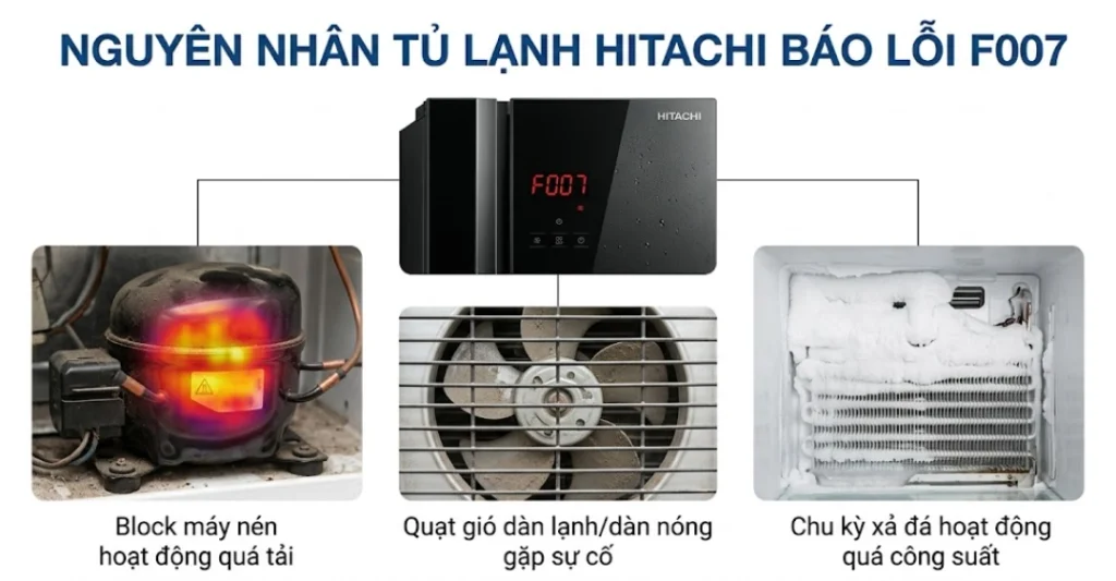 Nguyên nhân tủ lạnh Hitachi báo lỗi F007