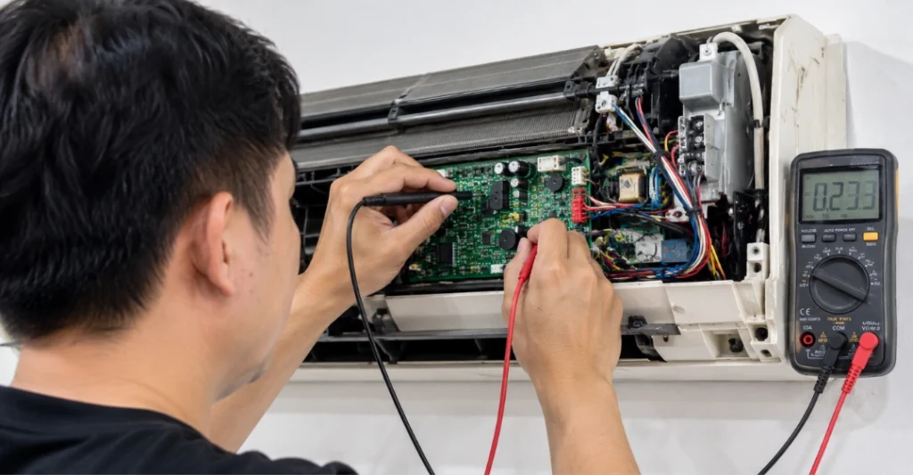 Kiểm tra và đo đạc bo mạch dàn lạnh Daikin bị lỗi A1