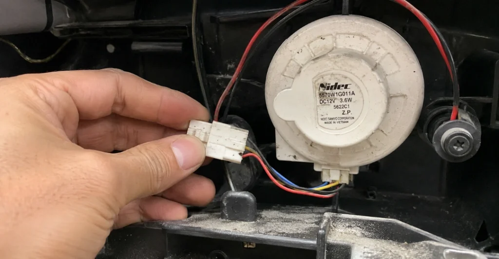 Kiểm tra giắc cắm và hệ thống dây điện nối motor quạt tủ lạnh