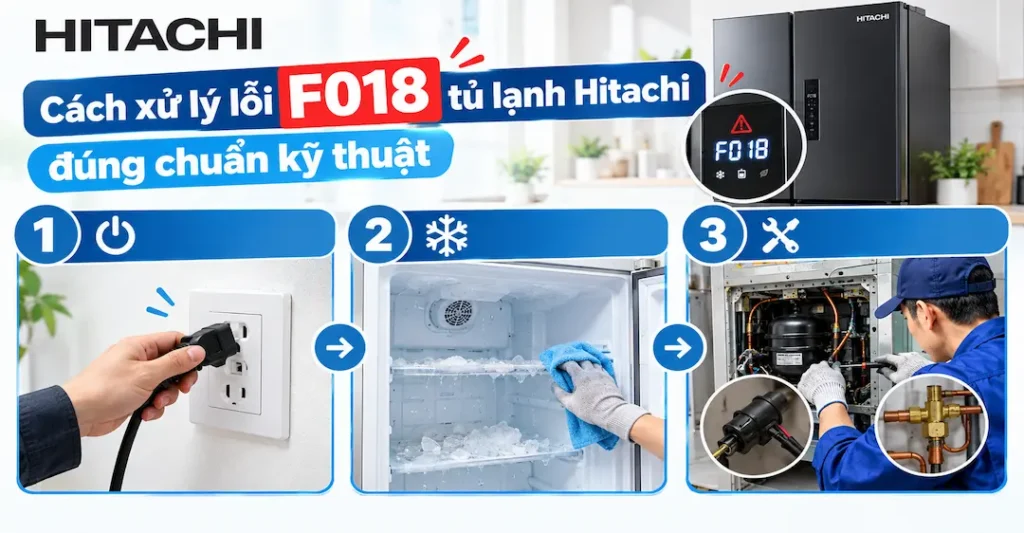 Cách xử lý lỗi F018 tủ lạnh Hitachi đúng chuẩn kỹ thuật