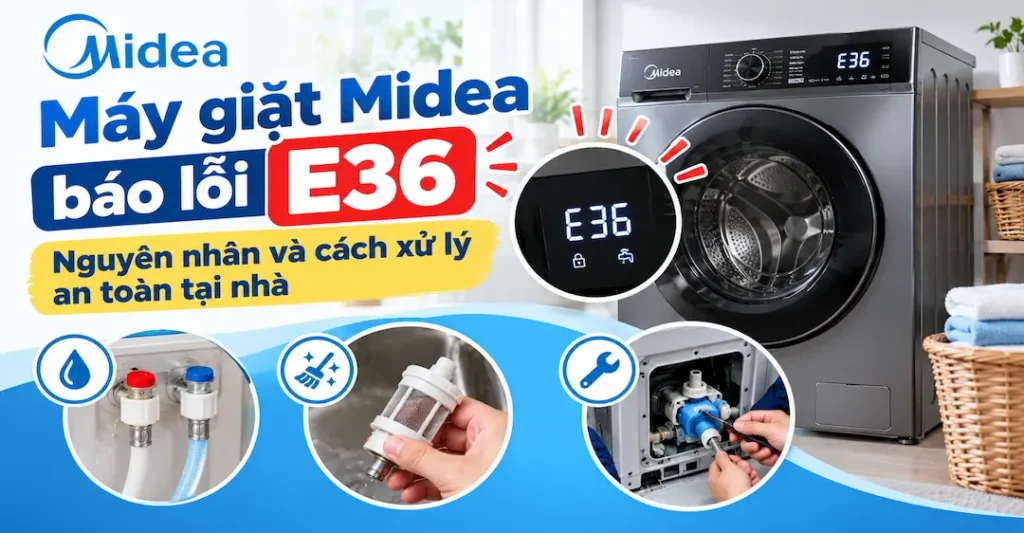 Máy giặt Midea báo lỗi E36