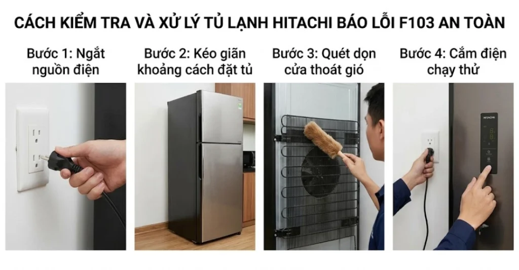 Cách kiểm tra và xử lý tủ lạnh Hitachi báo lỗi F103