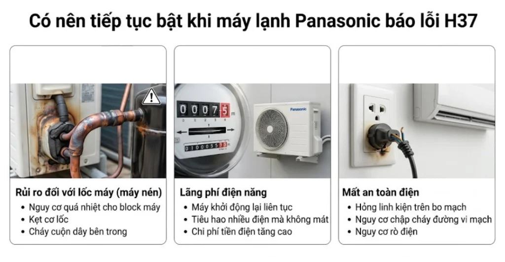 Không nên bật khi máy lạnh Panasonic báo lỗi H37