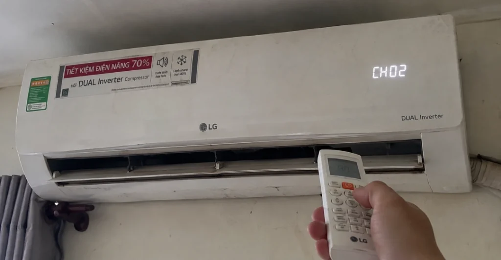 Dấu hiệu nhận biết máy lạnh LG báo lỗi CH02