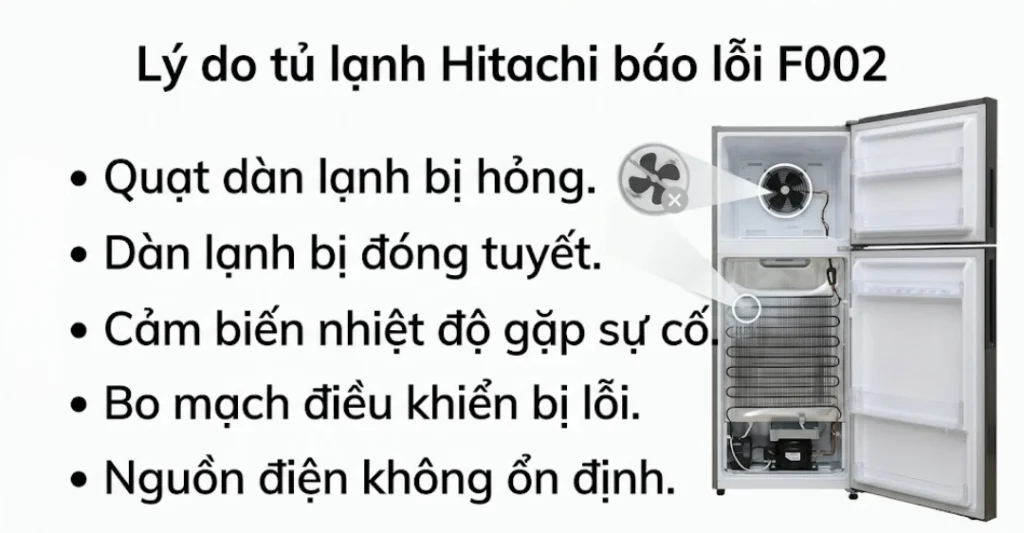 Lý do tủ lạnh Hitachi báo lỗi F002