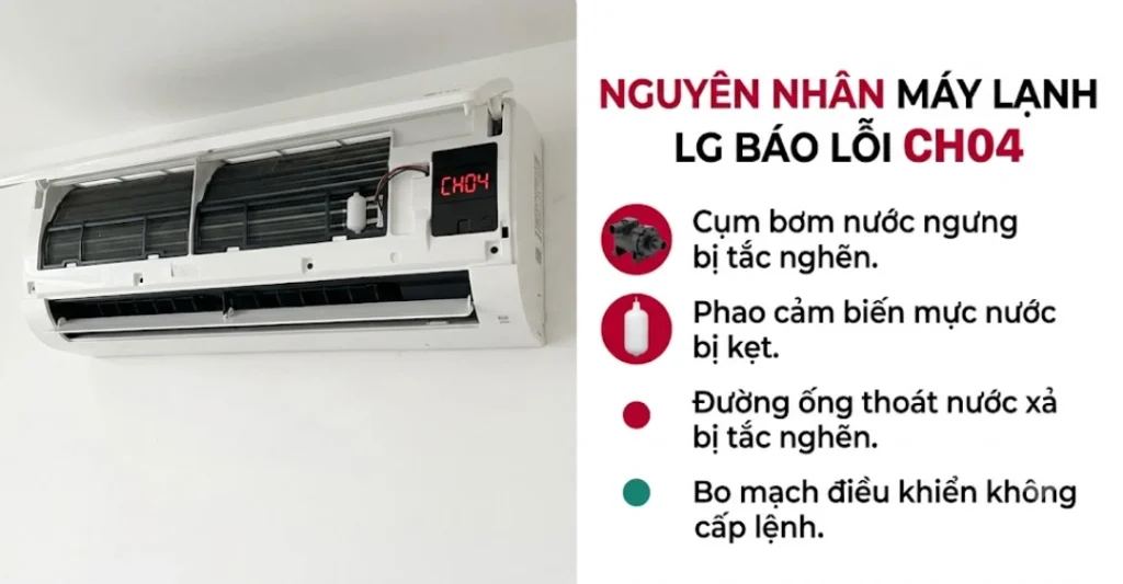 Nguyên nhân máy lạnh LG báo lỗi CH04