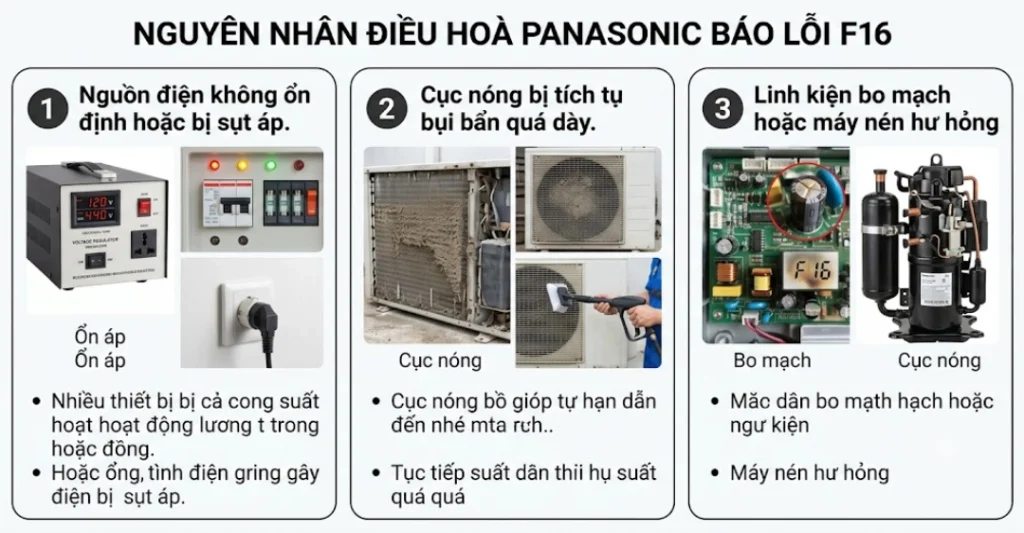Nguyên nhân điều hoà Panasonic báo lỗi F16 thường gặp nhất