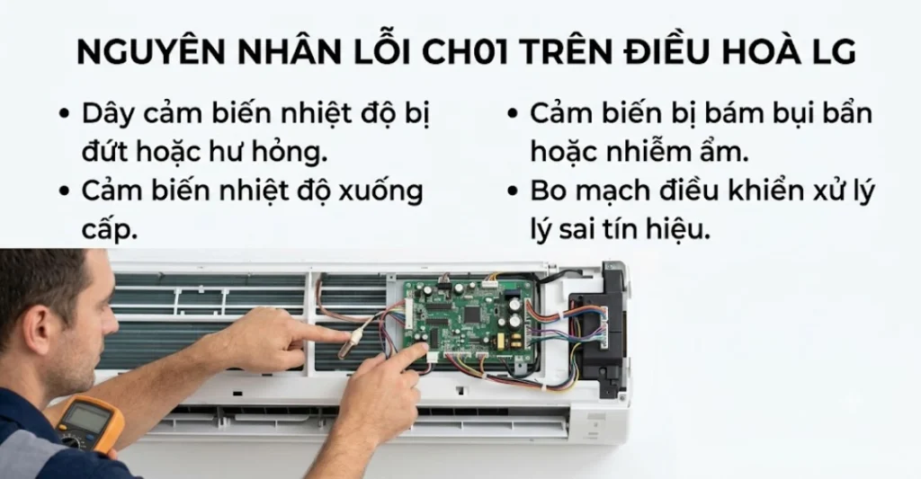 Nguyên nhân lỗi CH01 trên điều hòa LG